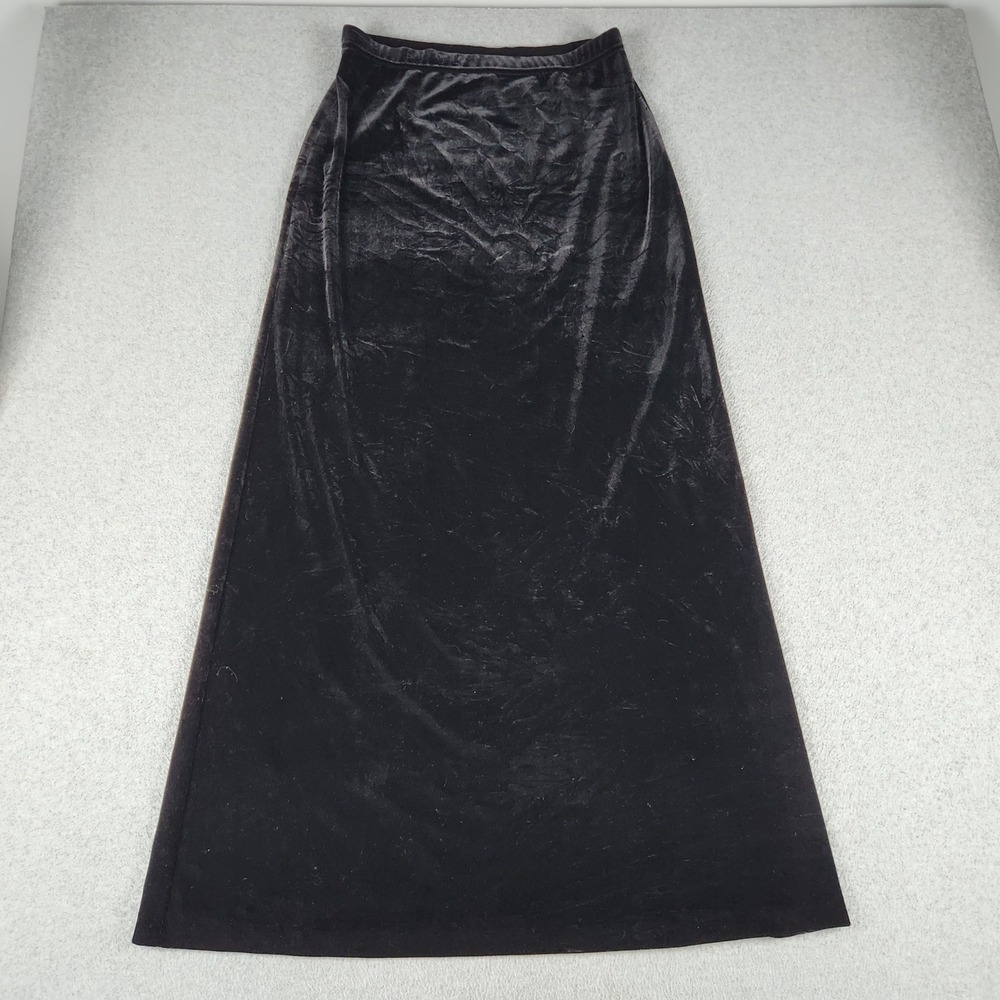 Xscape by Joanna Chen Maxi Skirt Womens Large Black Velvet Flowy Stretch Classic
